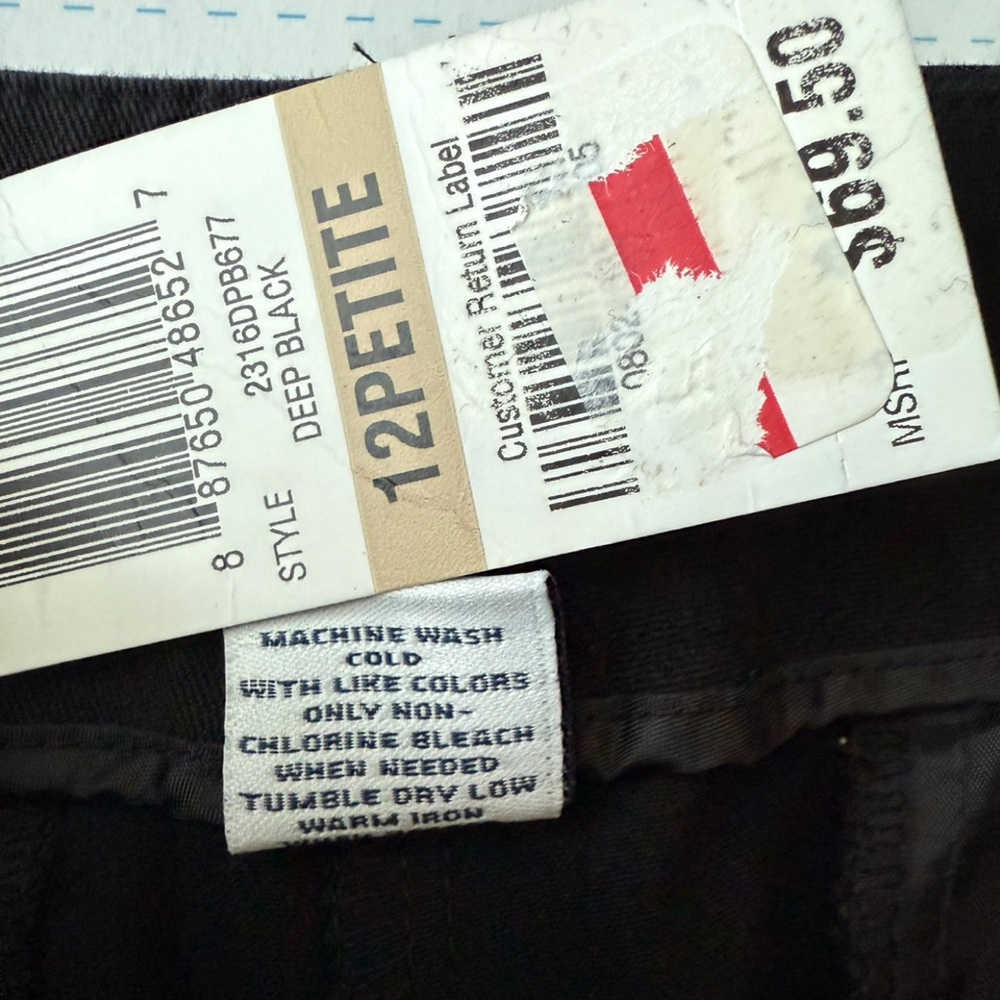 Charter Club NWT Lexington Straight-Leg Pants 12 Petite Black - Picture 7 of 7